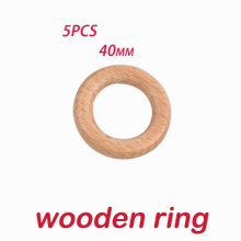 Sunrony 5Pcs Donuts Silicone Beads Wooden Ring Round Baby Teether Ring Pendants DIY Pacifier Chain Jewelry Accessories