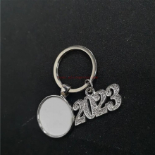 sublimation blank year keychains key ring heat transfer printing blank diy materials 20pcs/lot
