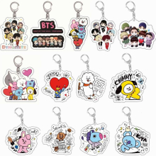 20Pcs Acrylic Keychain Cartoon Boys Schoolbag Ornaments Surrounding Stand Pendant Charm Keyring Fans Gift