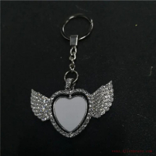 sublimation blank heart wings keychains key ring hot transfer printing blank consumables 10pieces/lot