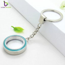 10pcs 30mm Round twist living locket keychains floating charm locket Zinc Alloy LSFK15*10