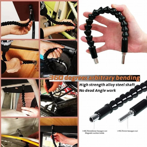 26Pcs Flexible Drill Bit Extension Set,105 Right Angle Drill Attachment,1/4 3/8 1/2Inch Impact Driver Socket Adapter 2