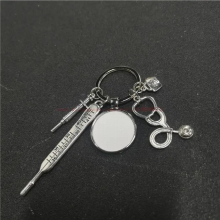 sublimation blank nurse keychains key ring heat transfer printing blank diy materials 20pcs/lot