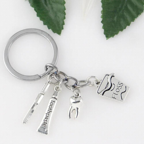 Creative Toothbrush Floss Toothpaste Tooth The Dentist Jewelry Keychain 2