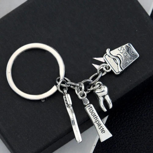 Creative Toothbrush Floss Toothpaste Tooth The Dentist Jewelry Keychain