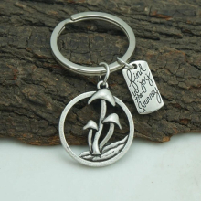 12pcs Look For Joy And Round Natural Mushroom Key Chain On The Journey