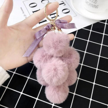 10pcs/lot Baby Girl Keychains Womens Bag Decorations Plush Fruit Grape Pendant Key Ring Party Favors For Girls Jewelry