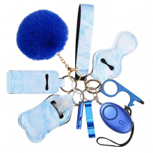 10 Pcs Safety Keychain Accessories, Self Defense Keychain Set for Girls with Safe Sound Personal Alarm, Whistle and Pom