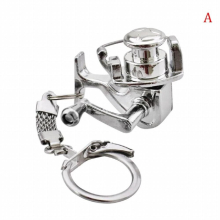 1Pcs Alloy Fishing Reel Drum Pendant Keychain Key Ring Outdoor Small Fishing Tackle Mini Sea Fishing Spinning Wheel