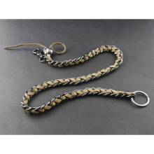 Leather Twining Heavy Metal Biker Trucker Mens Wallet Chain Jeans Keychain YL-59