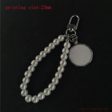 sublimation blank bead keychains keychain with round charms blank consumable materials 20pcs/lot