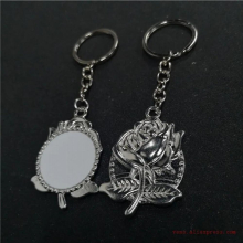 sublimation blank rose flower keychains key ring heat transfer printing blank diy materials 25pcs/lot