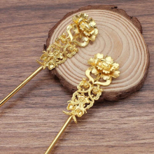 10 Pieces/Lot Copper Filigree Flower Hair Forks Hair Sticks Chinese Tiara Diy Bridal Wedding Hair Jewelry Accessories