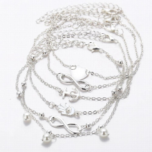 5 Pieces /Set Stainless Steel Heart Pendant Anklet Girl Summer Beach Ankle Bracelet Women Accessories Jewelry Gift
