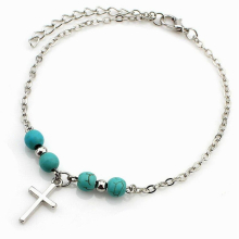 Bohemian Turquoise Bead Anklet Hand Tree Cross Turtle Pendant Beach Foot Chain for Women Girls Jewelry