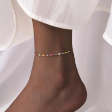 Summer Anklet Bracelet with Candy Beaded,bohemian Lace Chain Anklet for Women, Stainless Steel Beach Anklet