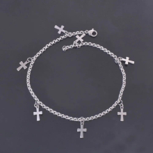 Classic Stainless Steel Chain Anklets Jewelry Cross Pendant Accessories Foot Bracelets For Women And Girl