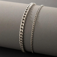 Silver Double Chains Anklets for Women Ankle Chain Summer Daily Foot Jewelry
