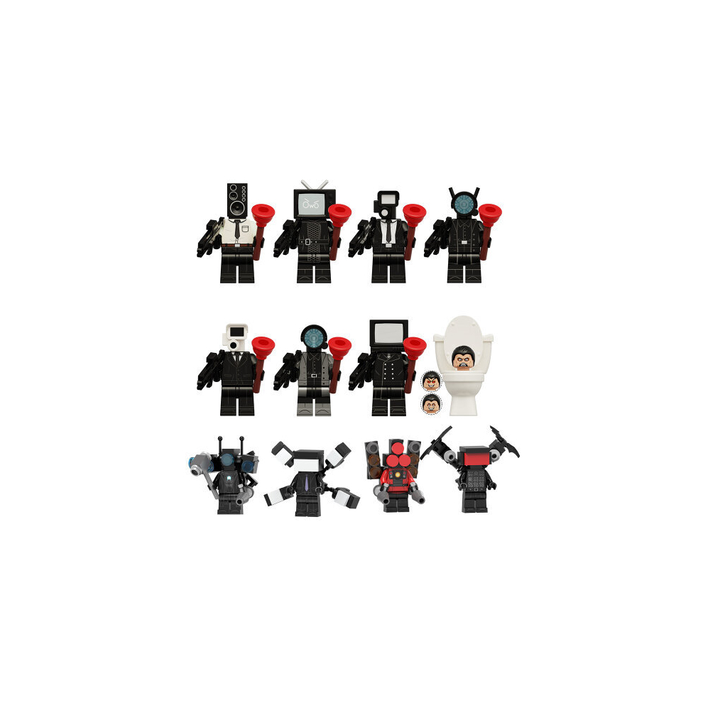 (Style A 12pcs) 12pcs Toilet Man Series Super Titan TV Man Audio Man Monitor Man Assembly Building Block Toy Bag