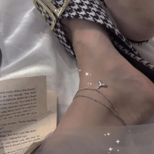 Crystal Heart Moon Pendant Link Chain Anklet Party Jewelry For Women Girls A018