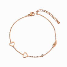 Titanium Stainless Steel Bohemia CZ Crystal Chain Link Anklets For Women Girls Heart Wings Charm Anklet AA20020