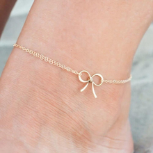 Alloy Bow Anklet Love Bow Chain Anklets For Women Beach Charm Bracelet Foot Jewelry Girls Gift