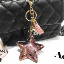 15Pcs/lot Party Favors Creative Glitter Sequins Star Key Chain Girls Jewelry Couple Bag Pendant