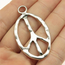 4pcs 51x28mm Antique Silver Oval Peace Sign Charms Pendant For DIY Jewelry Making Jewelry Craft Findings