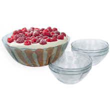(Woody) 7PCS Glass Bowl Set Large Fruit Trifle Salad