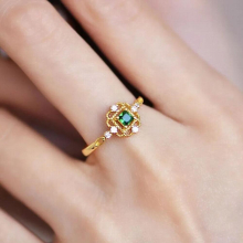 925 Sterling Silver Rings For Women Vingtage Synthetic Emerald Ring Plated Jewelry Wedding Engagement Accessories