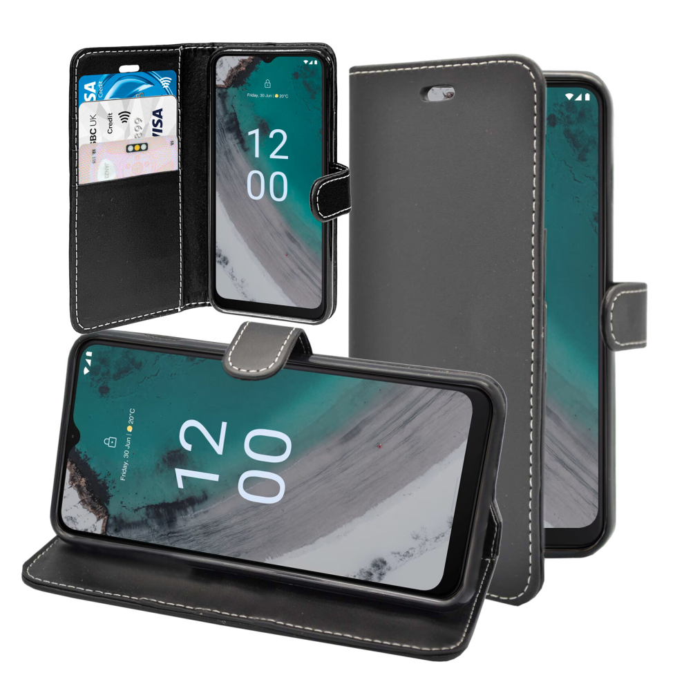 (Black) For Nokia C32 Wallet Flip Pu Leather Stand Card Slot Pouch Case Black 5060972627112