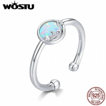 Opal Rings 925 Sterling Silver Freehand Cat with Opal Ball Open Rings for Women Love Wedding Jewelry CQR651