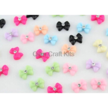 200pcs mixed colors bow w/ crystal center Cabochons (11mm) Cell phone decor, hair accessory supply, embellishment, DIY