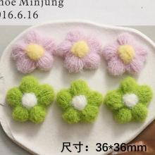 Craft Wool Felt Woven Crochet Flower Patch Sticker Ornament Accessories 40pcs 36*36mm Buttons Hair Clips DIY Material