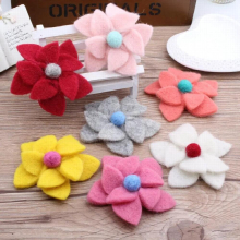 10PCs Big Size Wool Felt Flower Button Patch Sticker 18mm Fit Girls Hair Jewelry Headband Clips Garment Decor