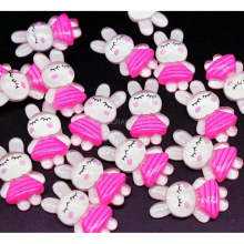 150pcs 30mm Sleepy Pink Bunny Cabochons big pink glitter rabbit resin cabochons