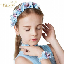 3pcs Set Children Accessories Flower Hair Band Wreath Necklace Bracelet Hair Vine Set For Baptism Headpiece