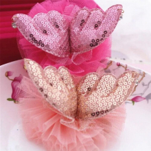 10PCS Flatback Lace Chiffon Flower Button Patch Sticker with Glitter Angel Wings for Girls Hair Jewelry DIY