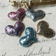 50PCS/Lot Glitter Love Heart Patch DIY Jewelry Ornament Accessories Girls Hair Jewelry DIY Button Sticker Craft