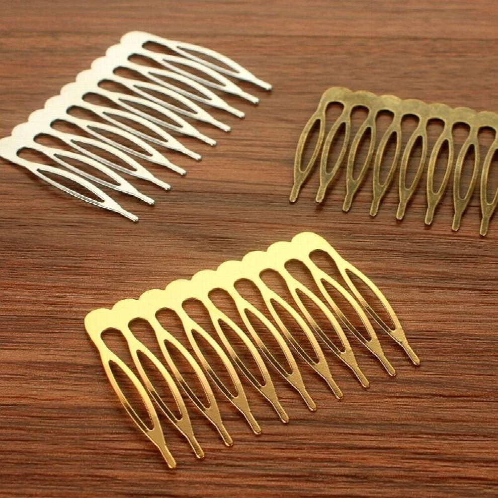 Unisex Multicoloured 50Pcs 53Mm 10 Teeth Hair Comb Hairpin Findings Gold,Silver,Bronze, Mix Or You Choose