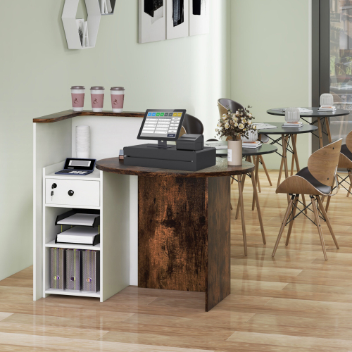 Costway Reception Desk Front Computer Table Space Saving Corner Writing Desk 1