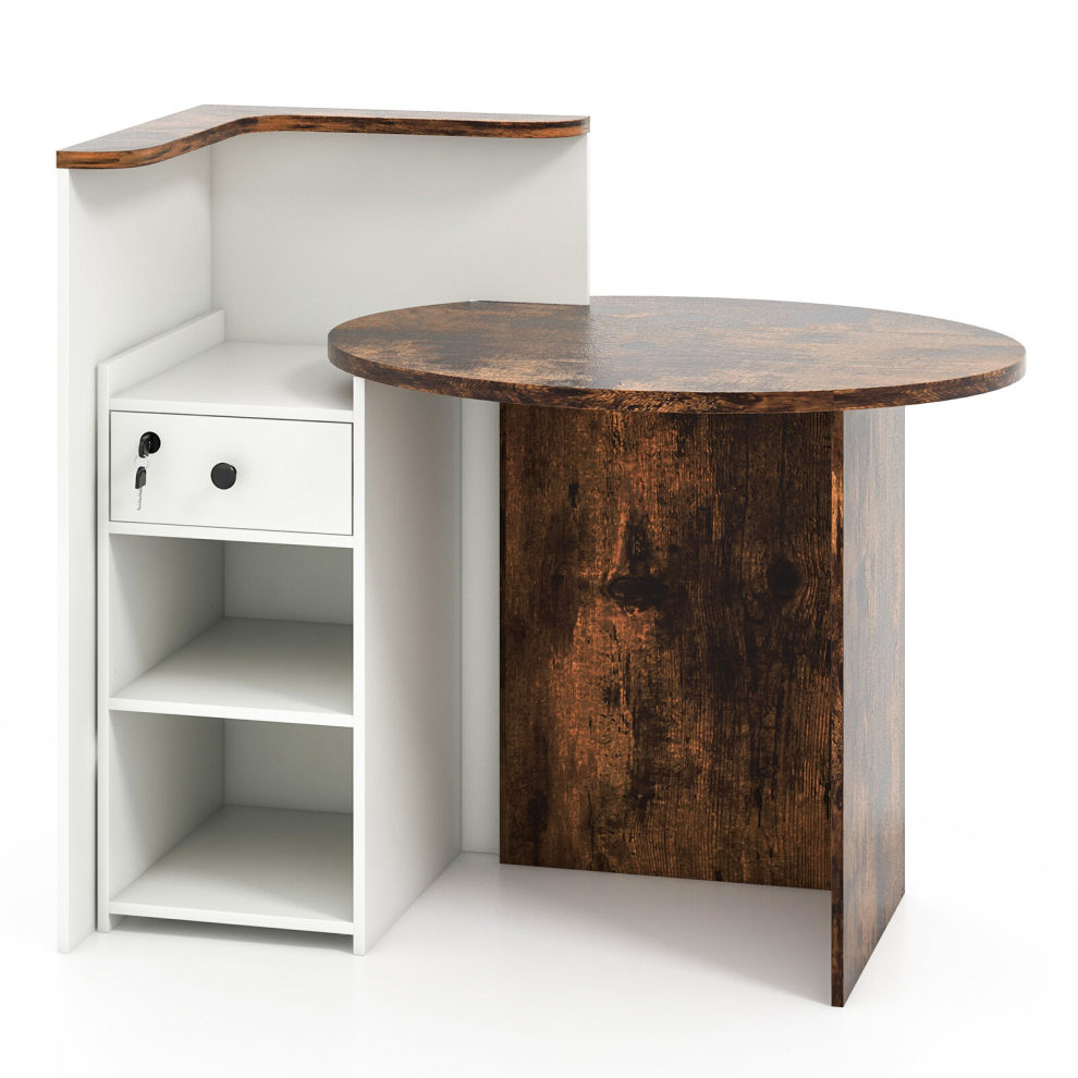 Costway Reception Desk Front Computer Table Space Saving Corner Writing Desk