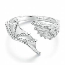 Real 925 Sterling Silver Couples Creative Angel Wings & Demon Open Rings Magnetic Rope Bracelets Set Lover Party Gift Punk