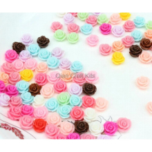 300pcs Mixed Rose Flower Resin Cabochon,Cameo Setting Bobby Pin Blank Ring Blank Earring -12mm D25