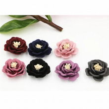 20PCS Woven Wool Felt Leather Craft Flowers Flatback Fabric Patch Button Sticker for Girls Hair Jewelry Ornament DIY