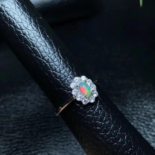 Natural opal woman rings change fire mysterious 925 silver adjustable size 2