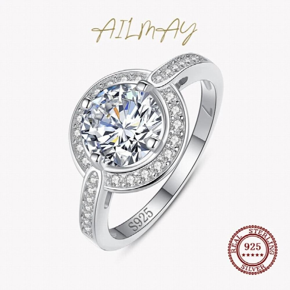 10 Hearts Arrows Zircon Rings Round Classic Style Solid 925 Sterling Silver For Women Classic Wedding Jewelry-image-OPC-PCWQXW7-NEW