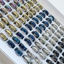 20Pcs Opal Stainless Steel Ring For Men Women Ladies Jewelry Mixed LR041