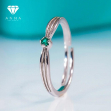 Retro Solid 925 Sterling Silver Platinum Plated Emerald 6 Prongs Ring Wedding Fine Jewelry Anniversary Gift