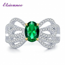 1CT Oval Cut Emerald Gemstone Rings for Women Solid 925 Sterling Silver Couple Ring Anniversary Fine Jewelry